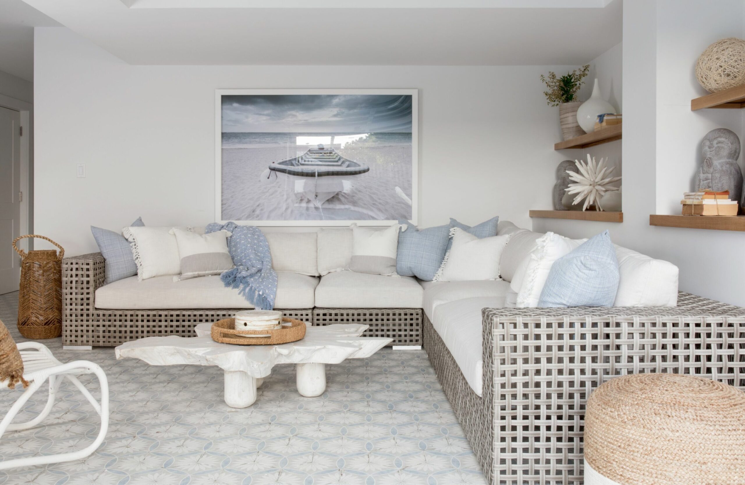 Beach Haven Lbi Nj Outdoor Living Room With Garage Door