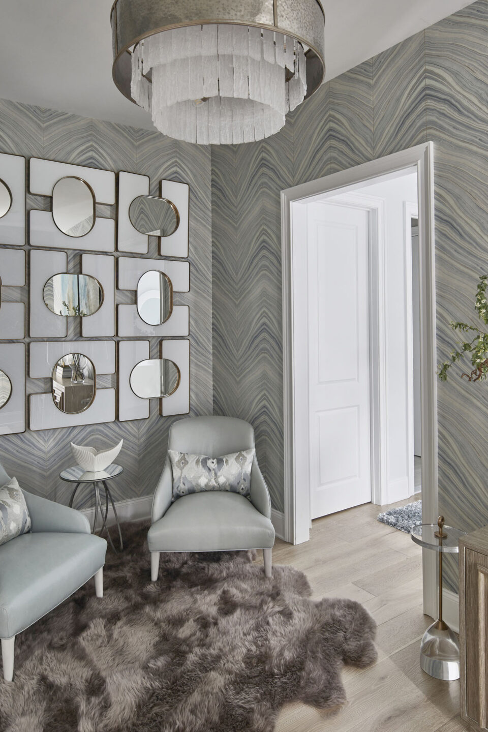 Accent Chairs And Mirror Wall Artwork