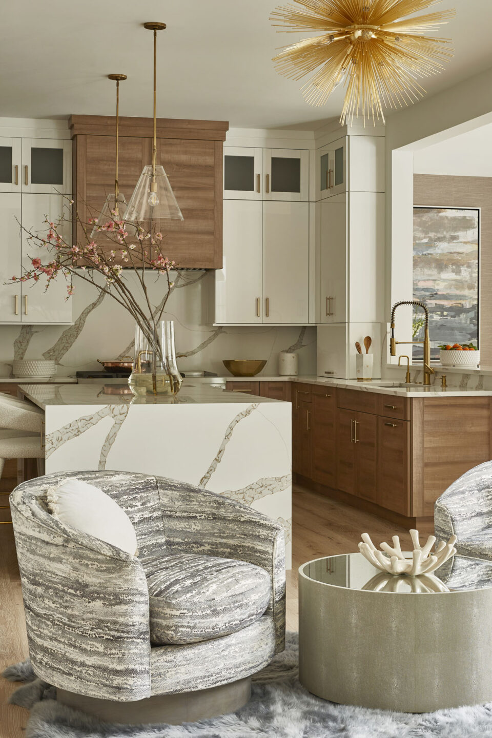 Accent Chairs In Sitting Area Off Kitchen