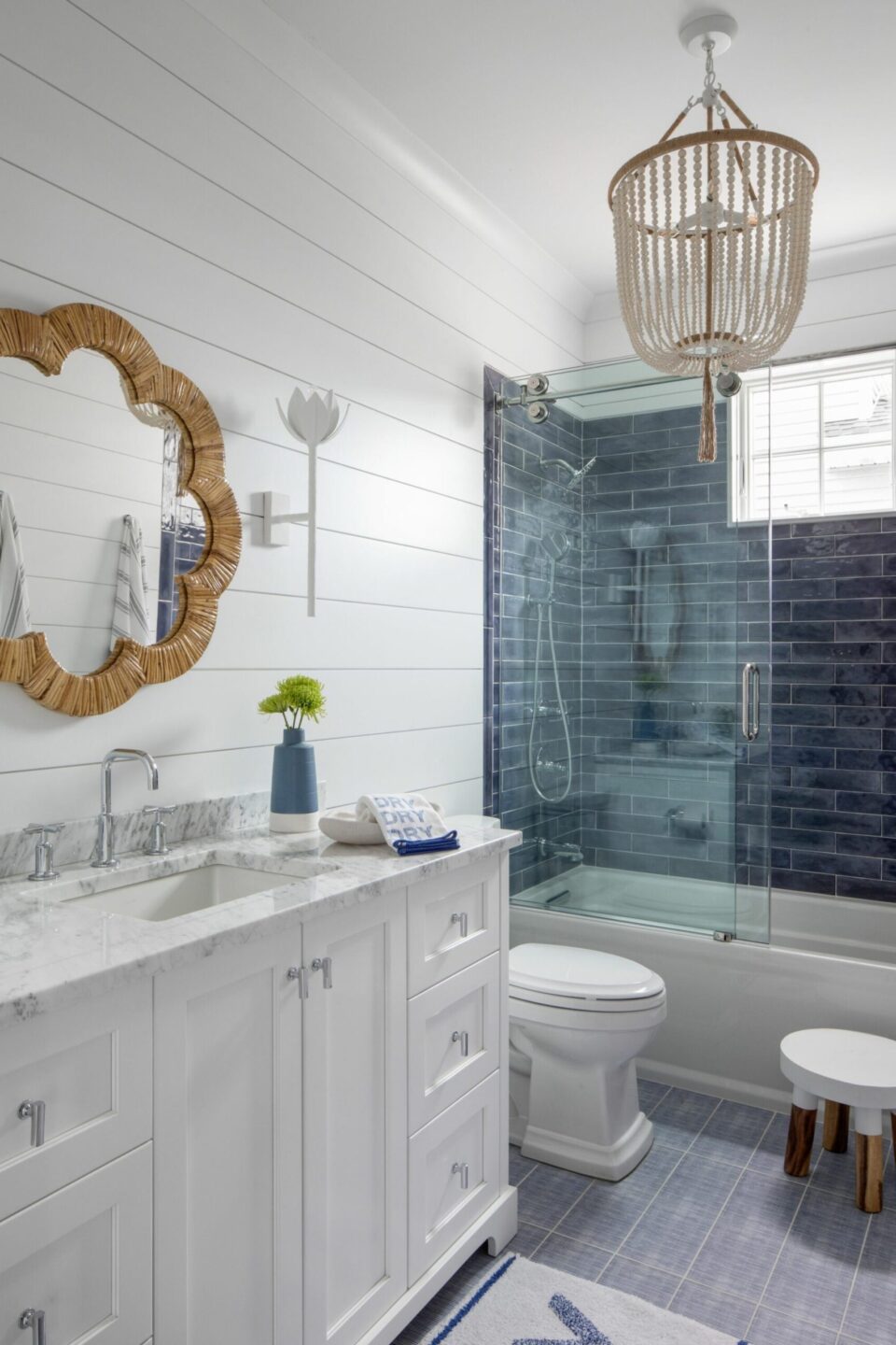 Beach House Bathroom Blue White Shiplap
