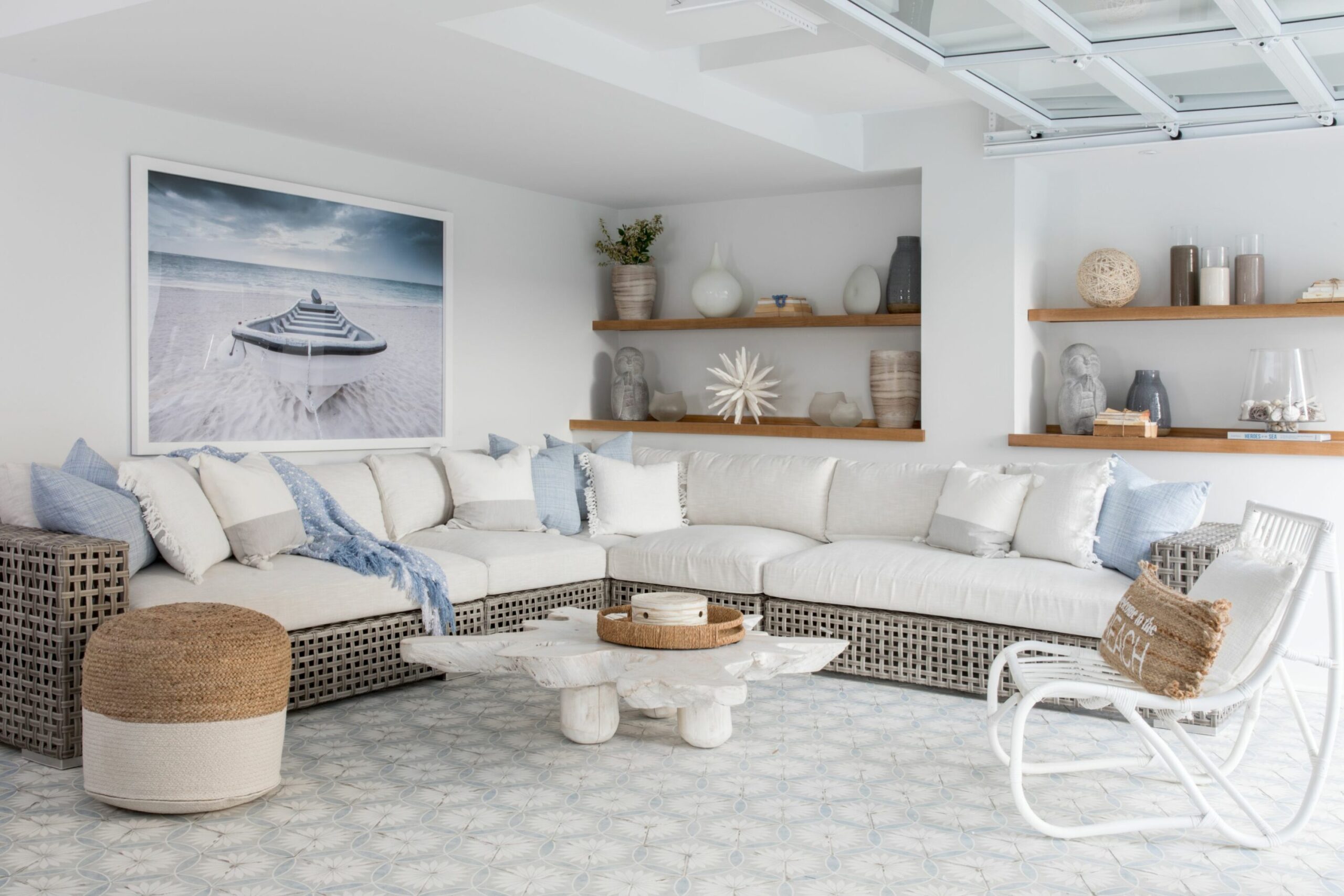 Beach House Indoor Outdoor Room With Garage Door