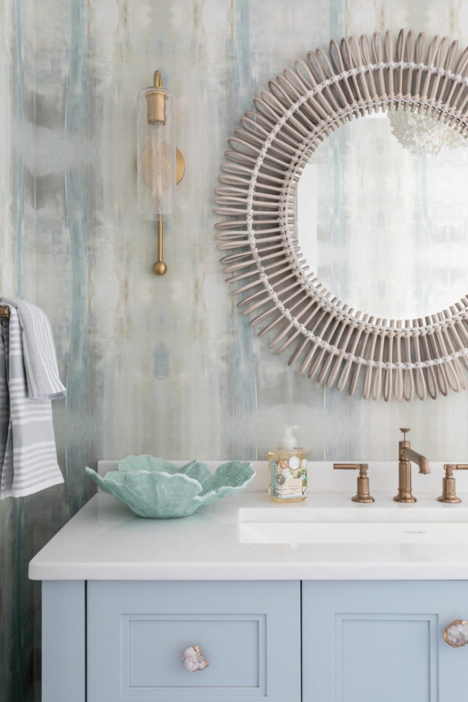 Beach House Powder Room Design Powder Blue Vanity