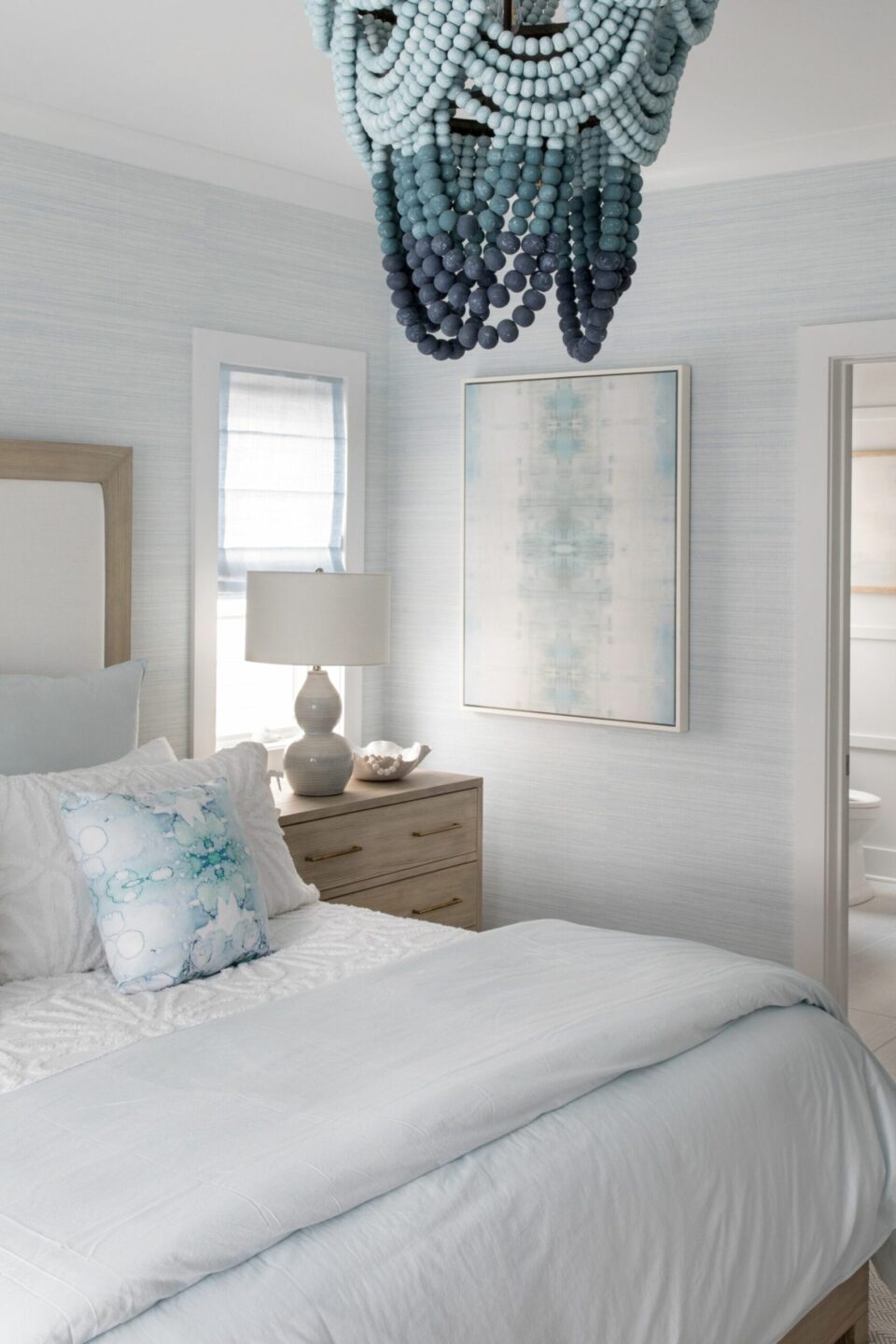 Beaded Chandelier In Bedroom