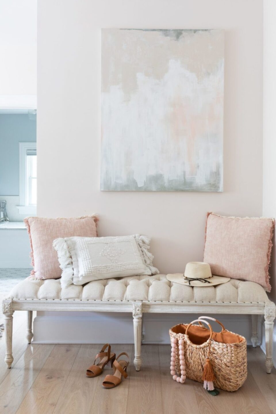 Bench With Pillows And Hat High Heels