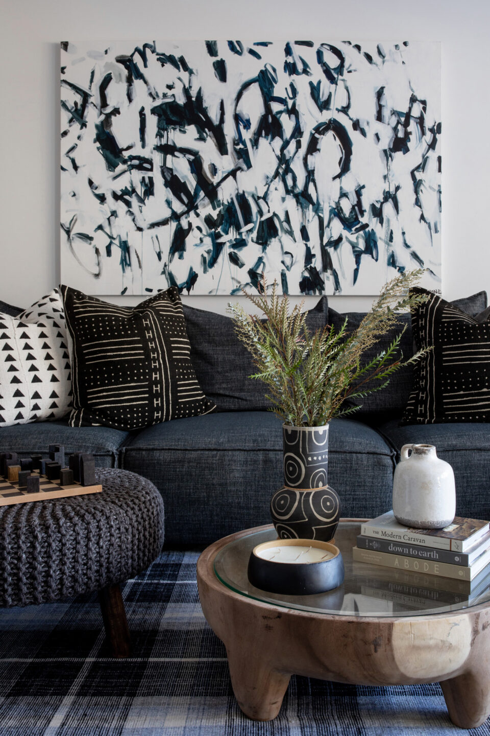 Black And White Modern Art In Living Room