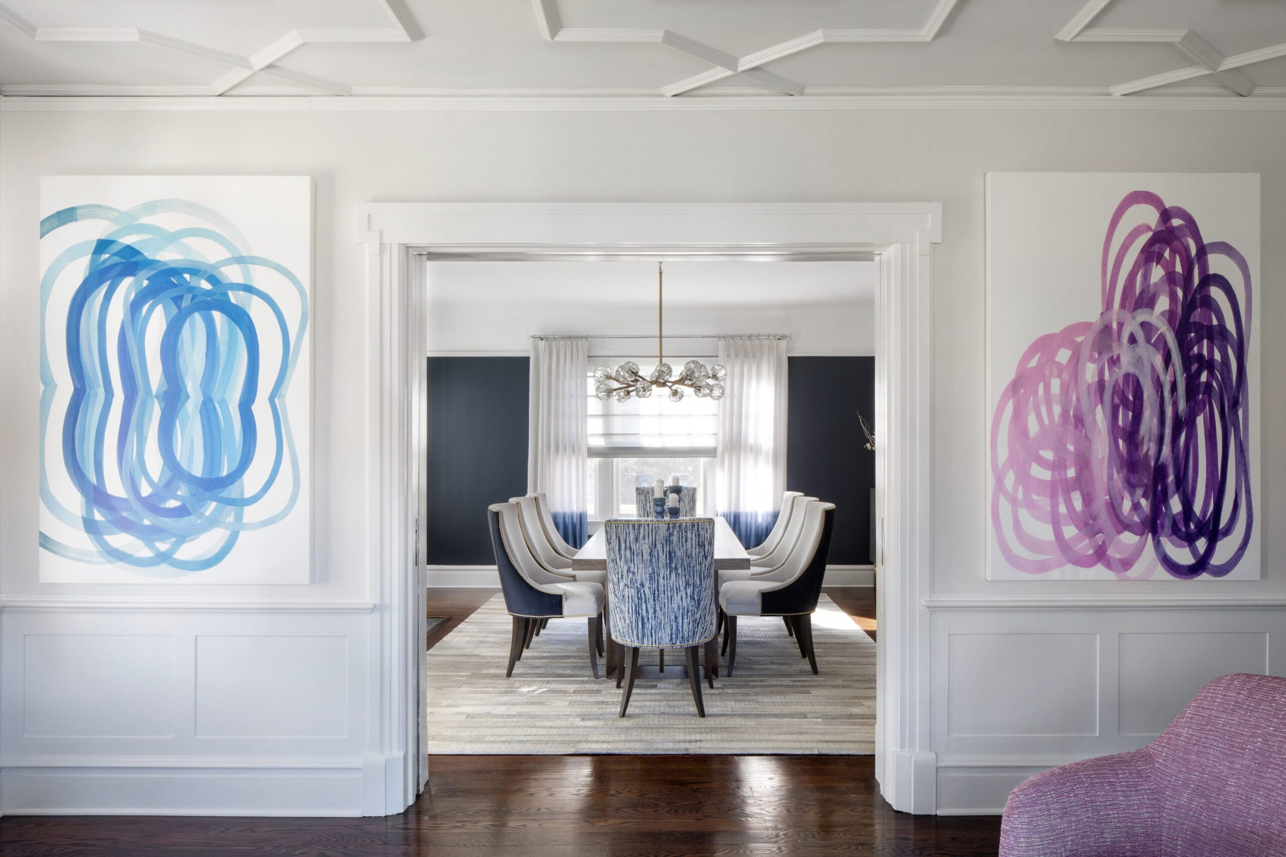 Blue And Pink Wall Art White Walls