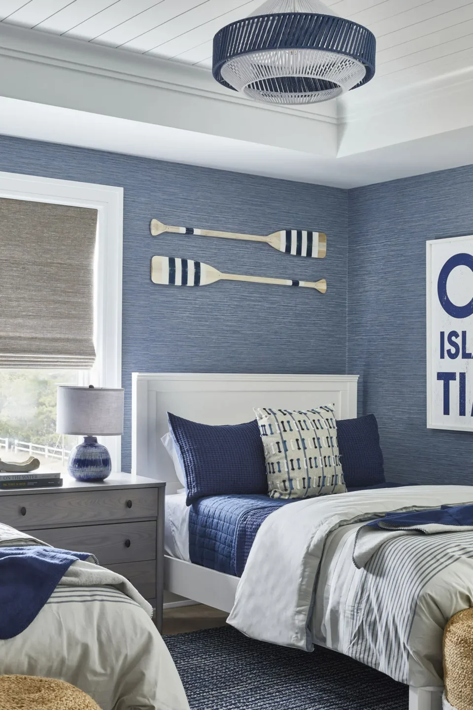 Blue And White Bedroom Design In Beach House
