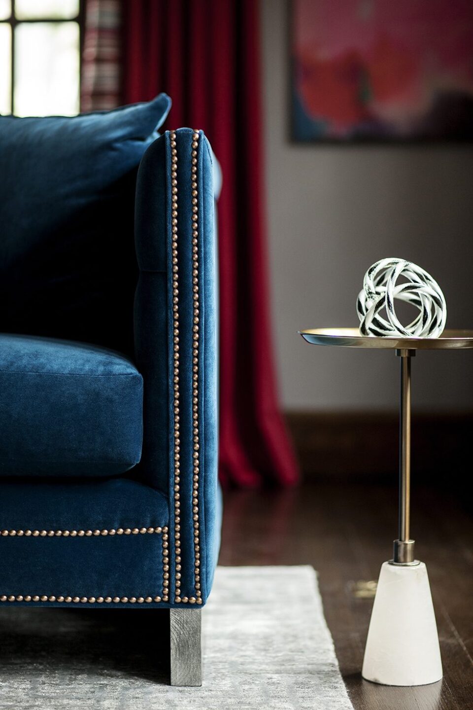 Blue Sofa Detail Maplewood Nj