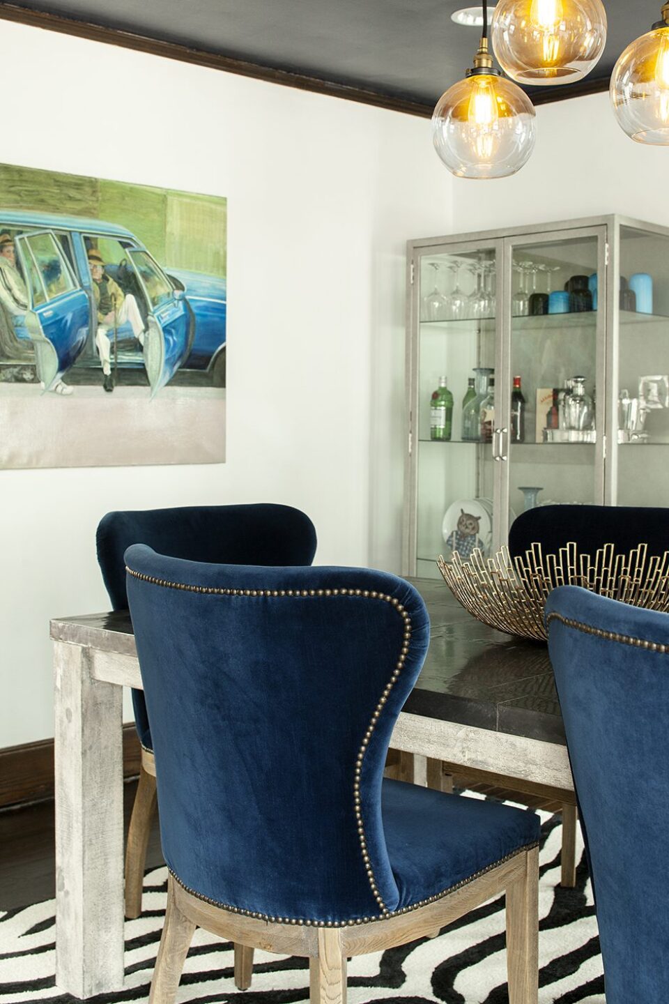 Blue Velvet Dining Room Chairs