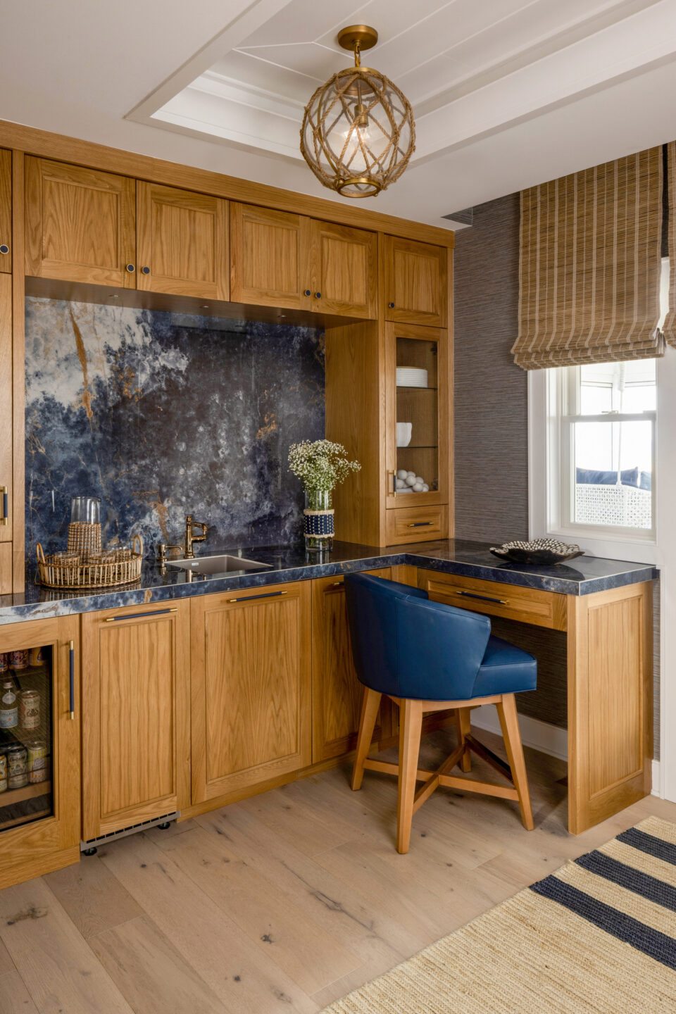 Custom Home Bar Wood And Marble