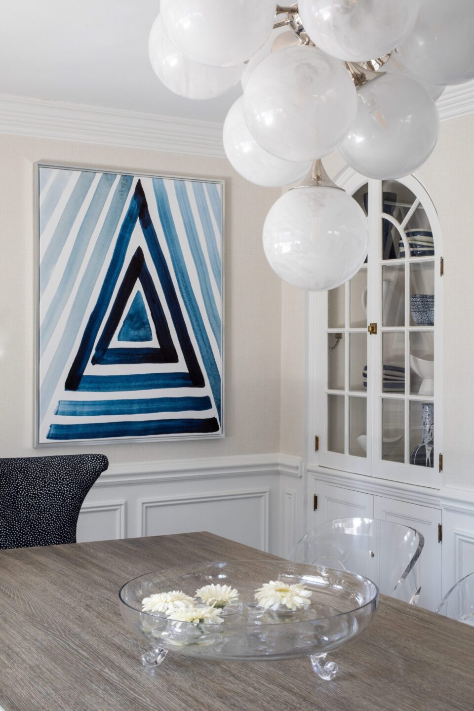Dining Room Blue Triangle Artwork