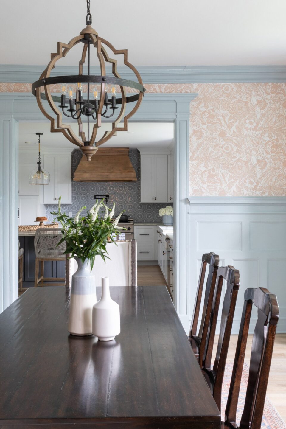 Dining Room Powder Blue Wainscoting