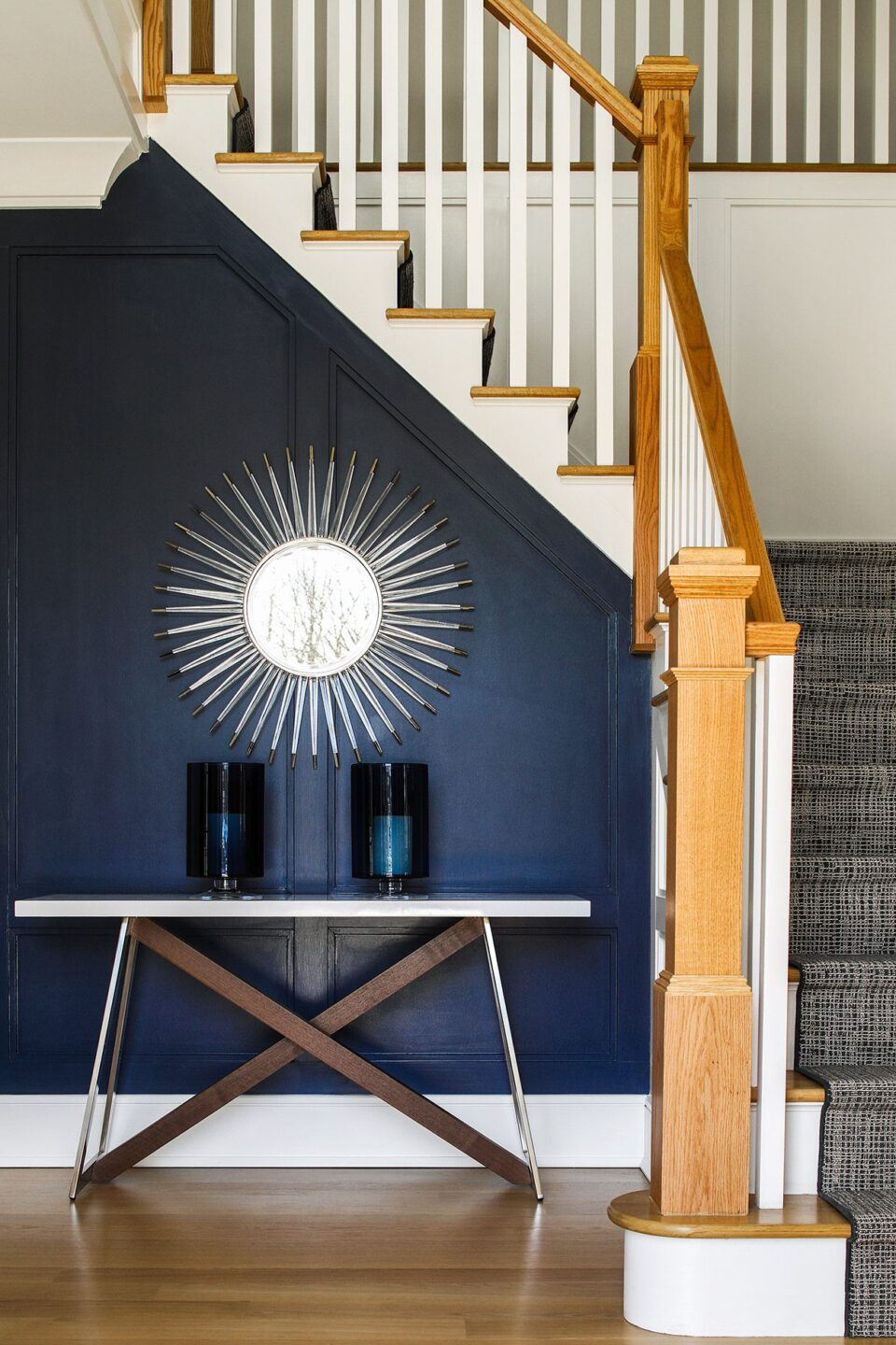 Entryway Design Navy Blue Accent Wall