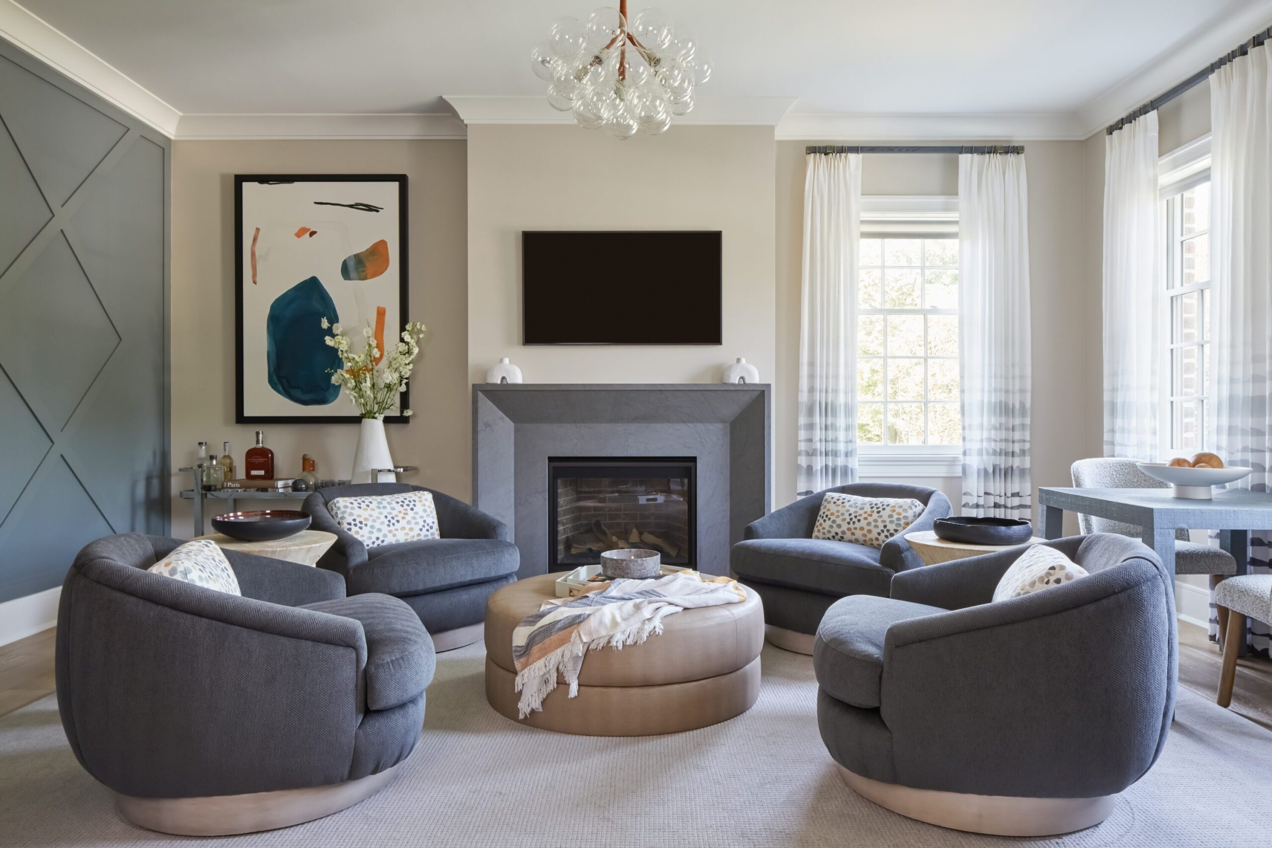 Fireplace With Sitting Area Round Chairs