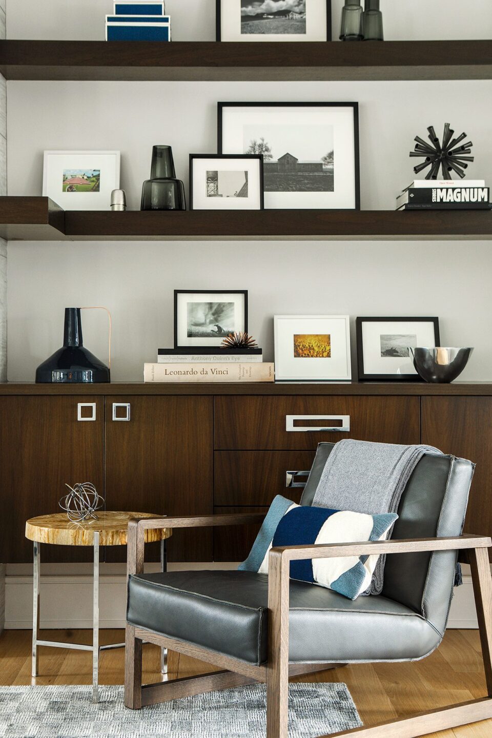 Floating Shelves Accent Chair Leather