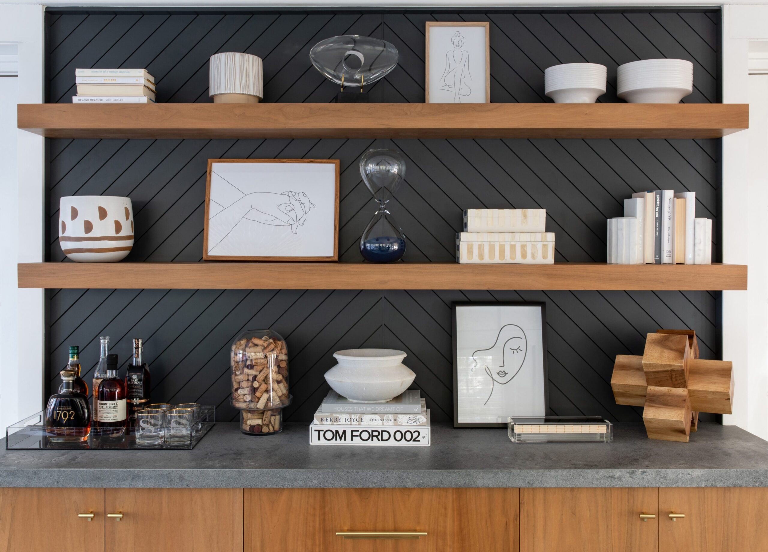 Floating Wood Shelves With Decor