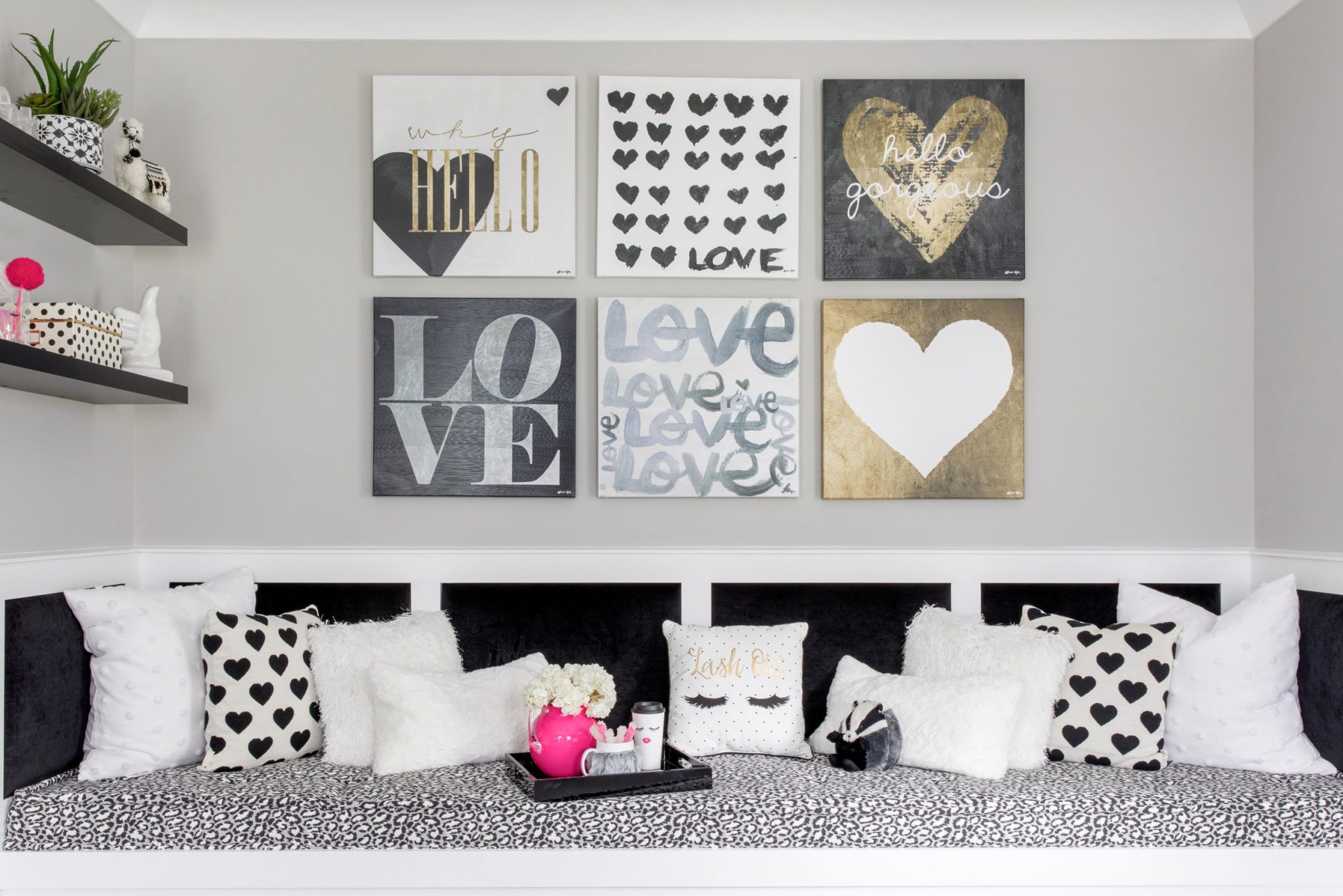 Girls Bedroom Wall Art Love Hearts