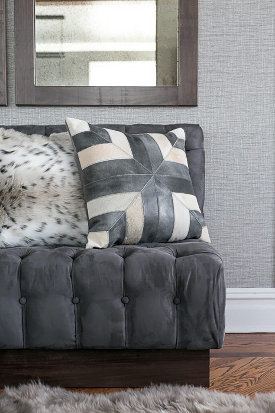 Gray White Accent Pillow Detail