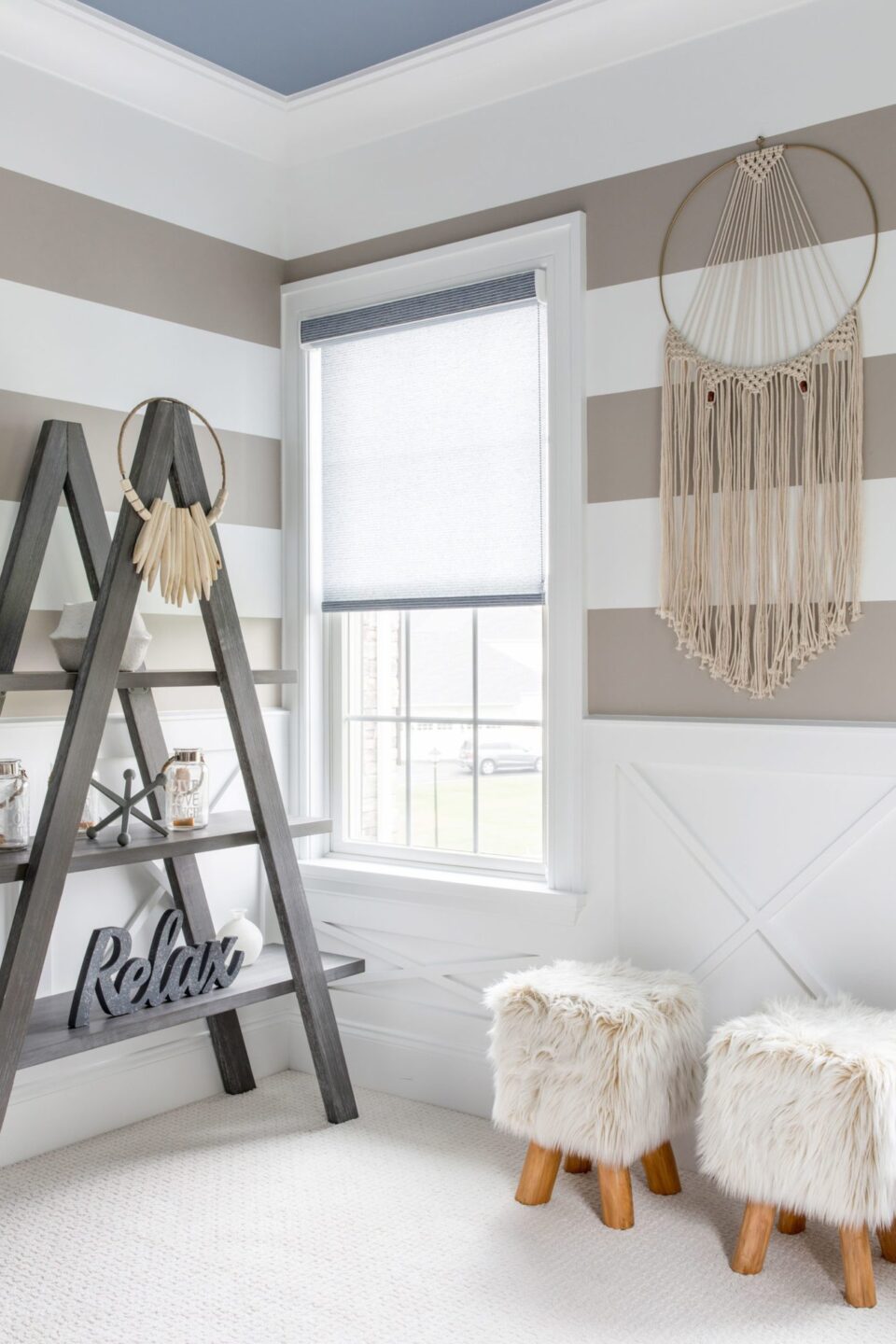K+co Living Brown White Striped Room Design