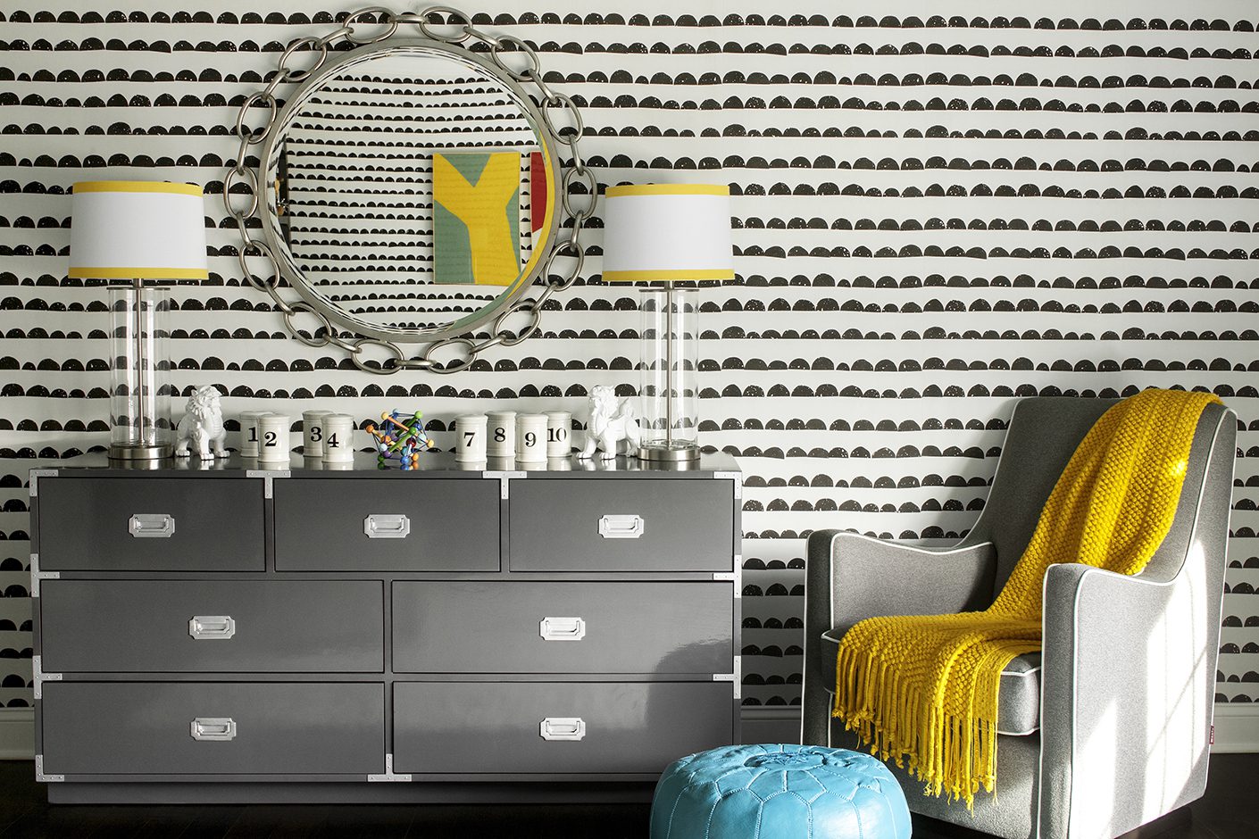 K+co Living Childs Room Design Black And White Wallpaper