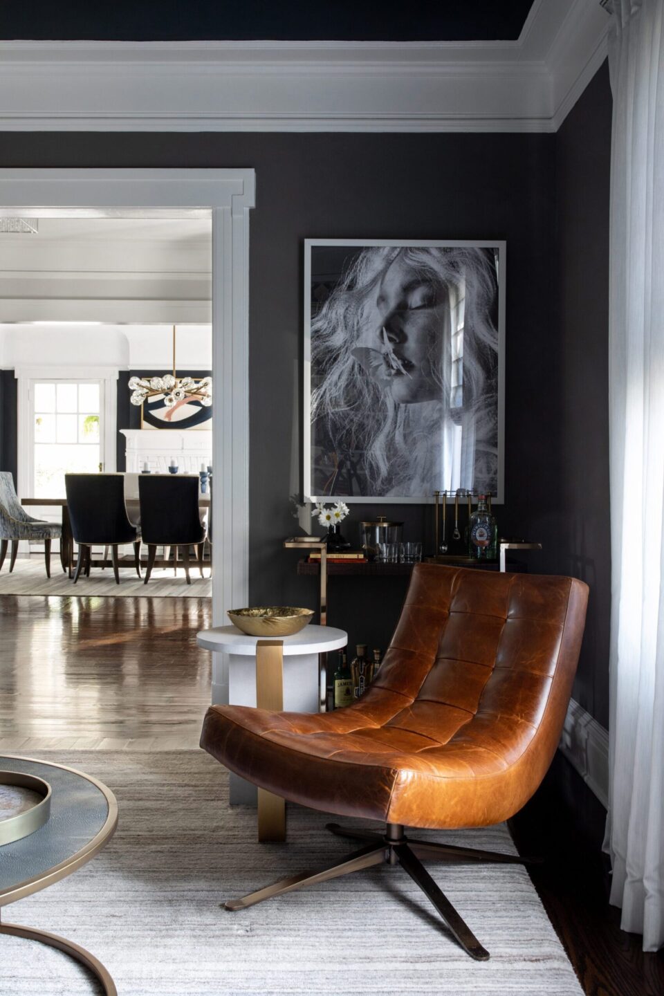 Leather Accent Chair Bar Cart Interior Design