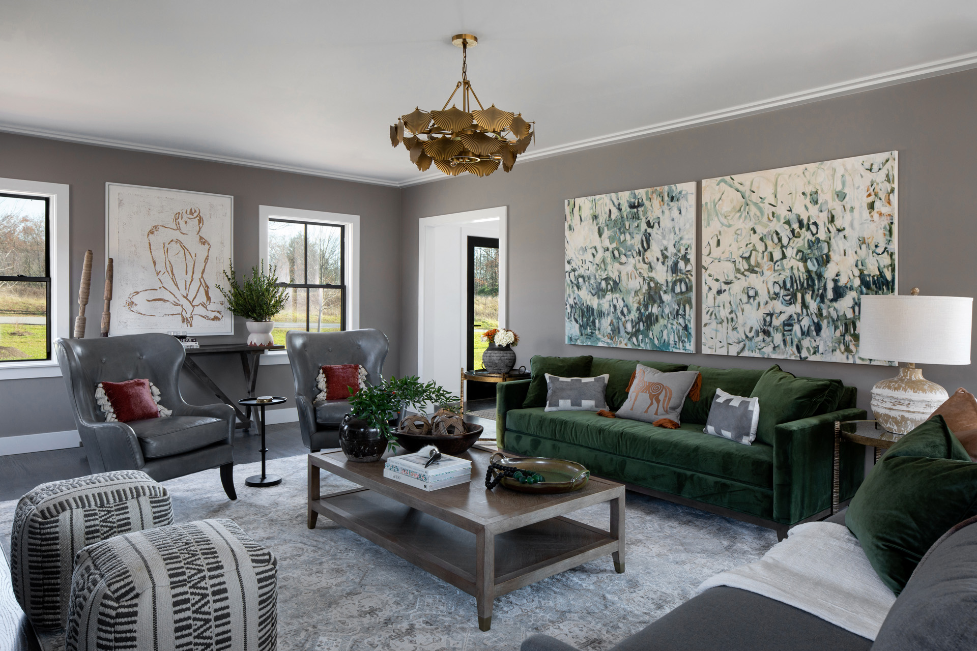 Living Room Furnishings Coffee Table Green Sofa