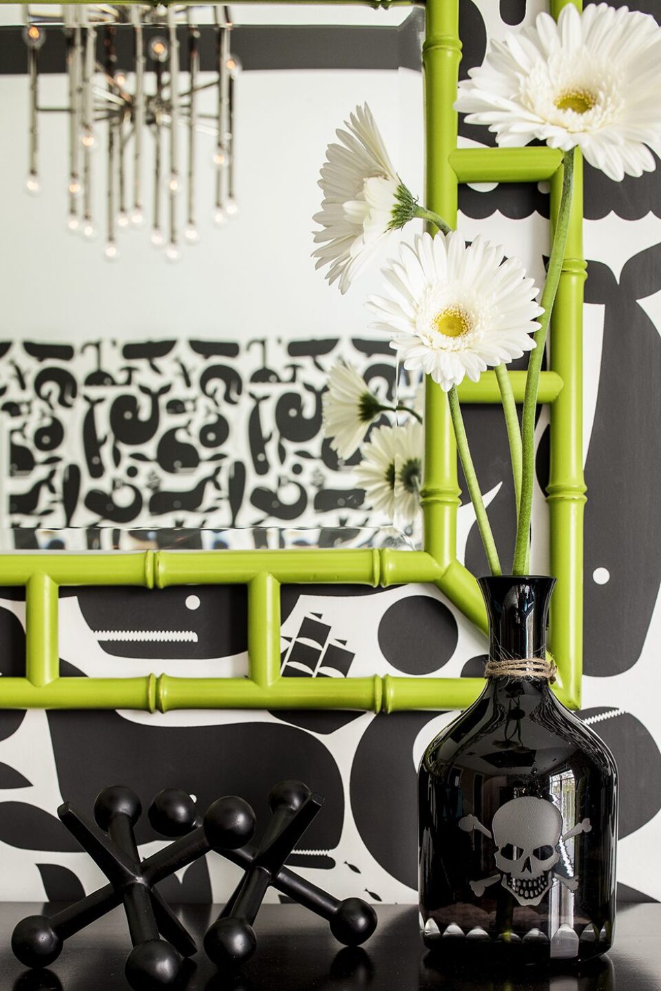 Neon Green Bamboo Mirror Frame Nursery Design