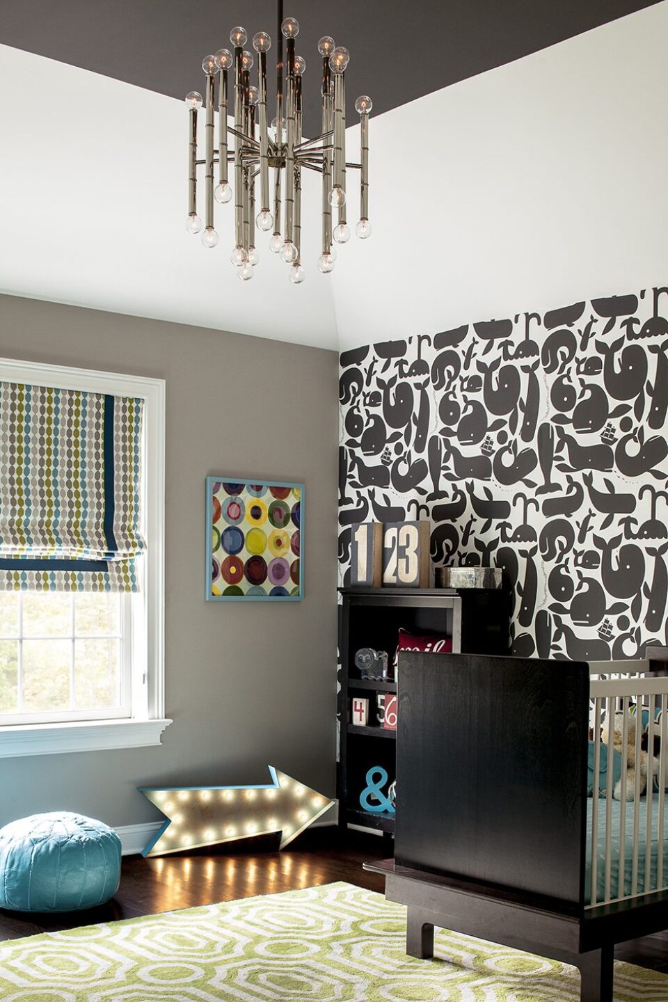 Nursery Interior Design Black And White Neon Arrow Sign