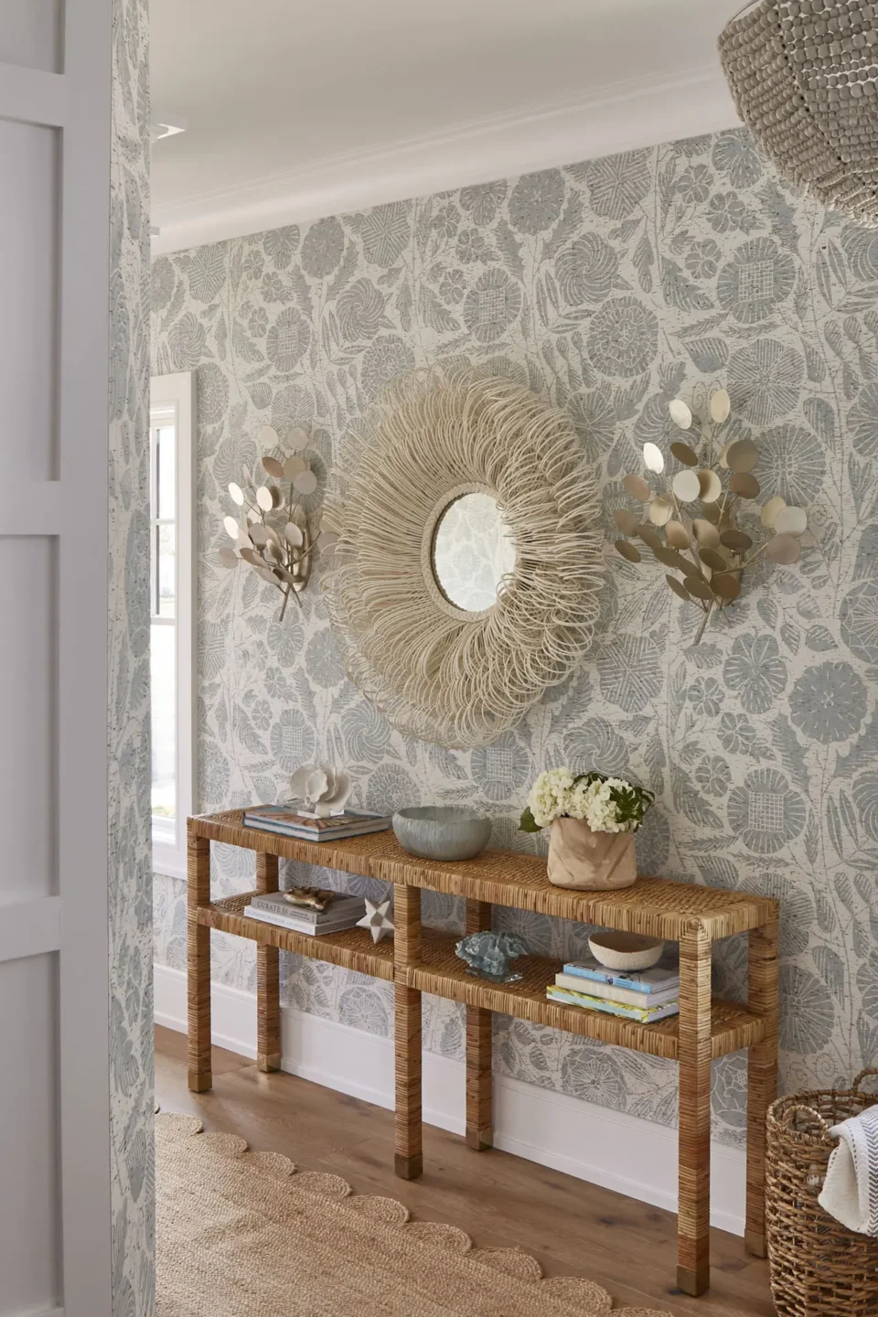 Patterned Wallpaper Entryway Interior Design