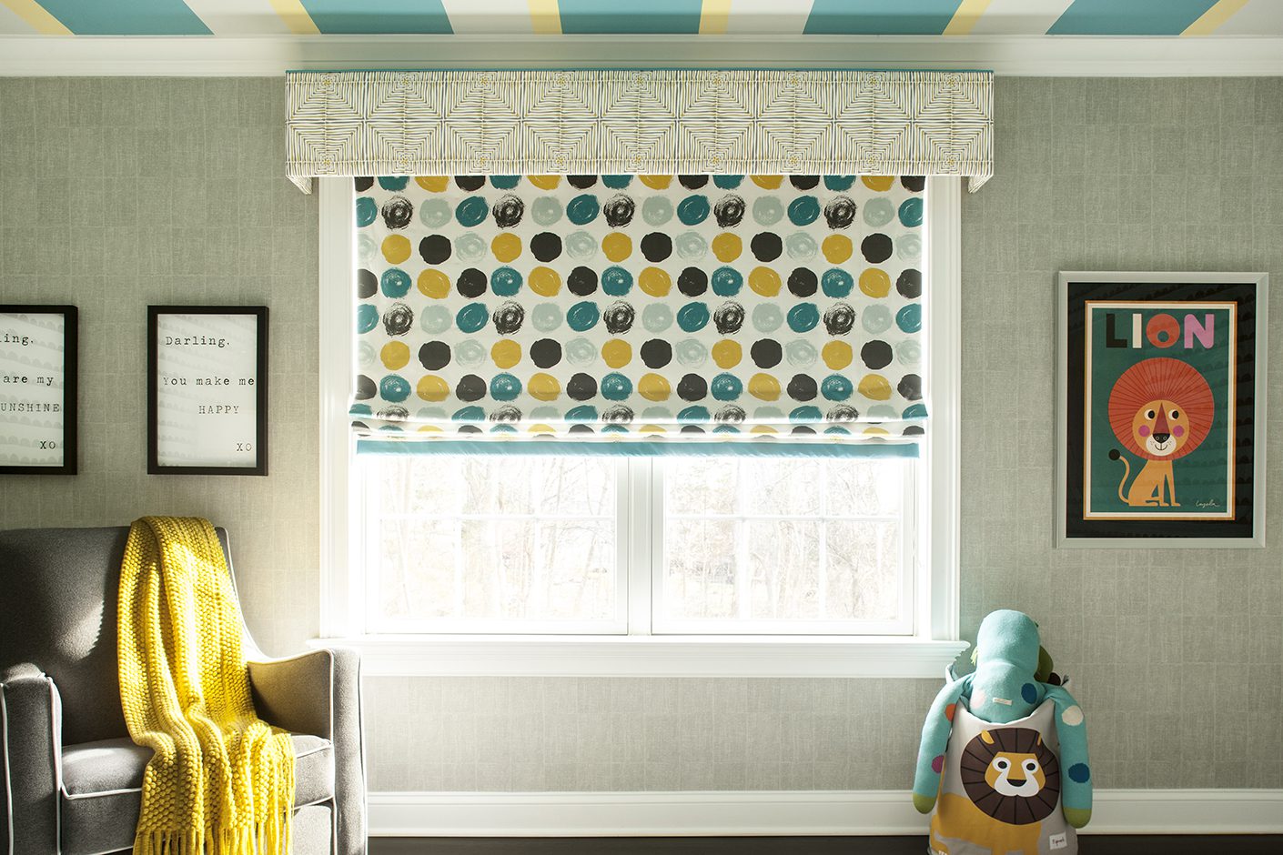 Polka Dot Roman Shade Childs Room Design