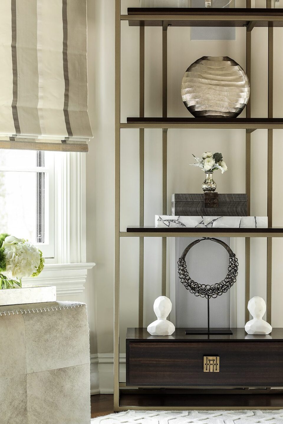 Primary Bedroom Shelf With Decor