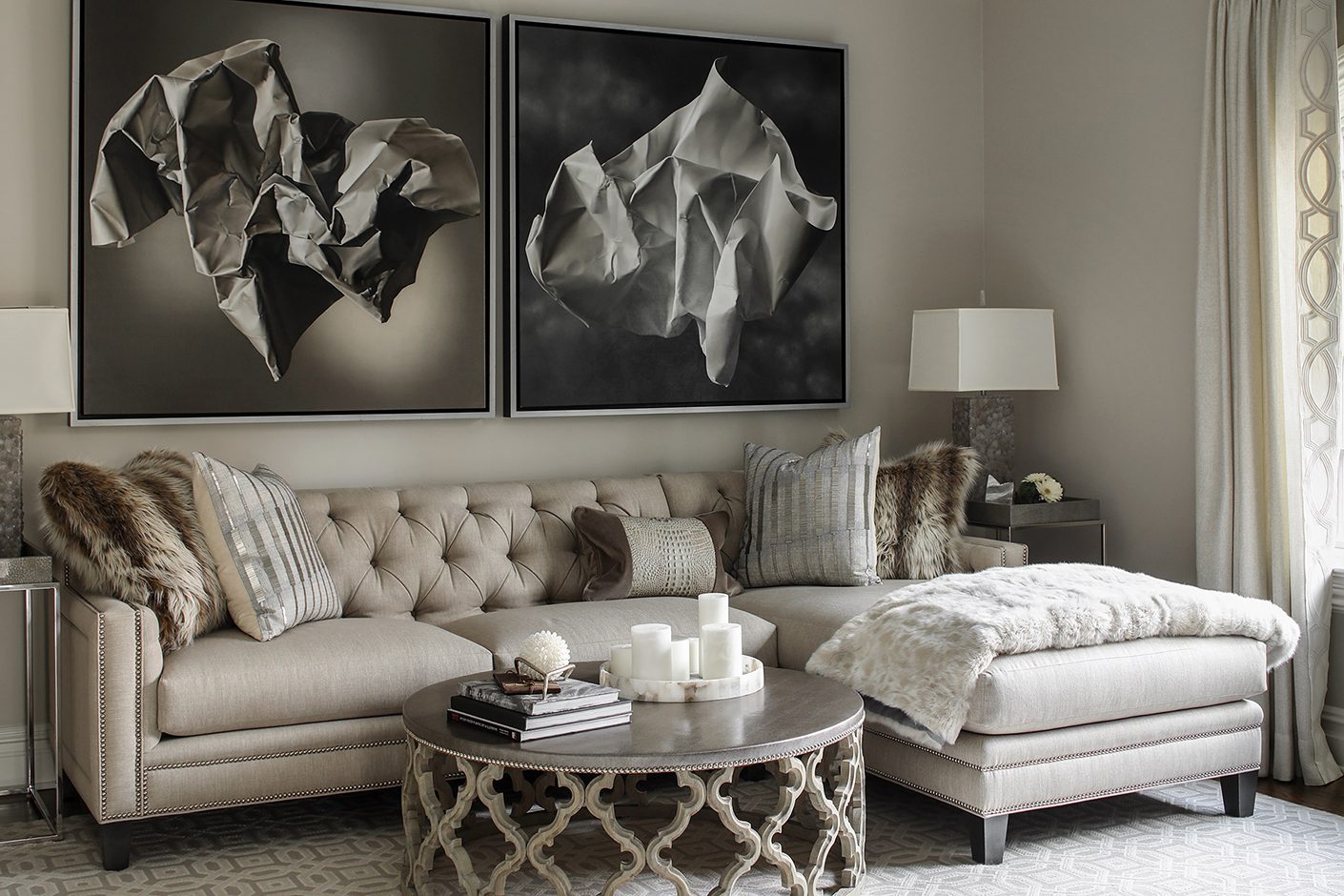 Sofa With Round Coffee Table Gray Silver