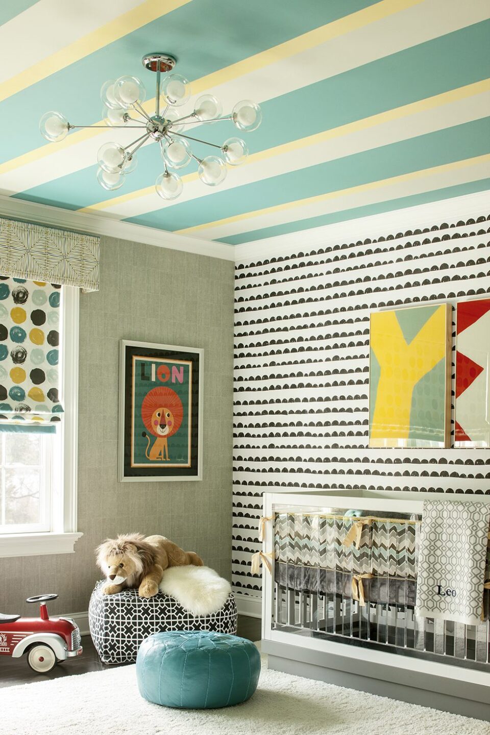 Striped Ceiling Kids Bedroom Design
