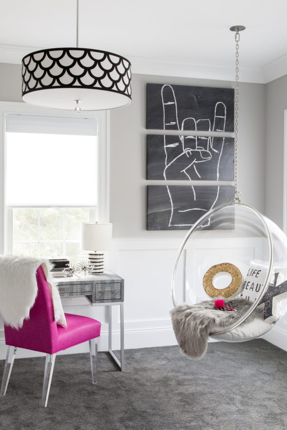 Transparent Hanging Round Chair Girls Bedroom