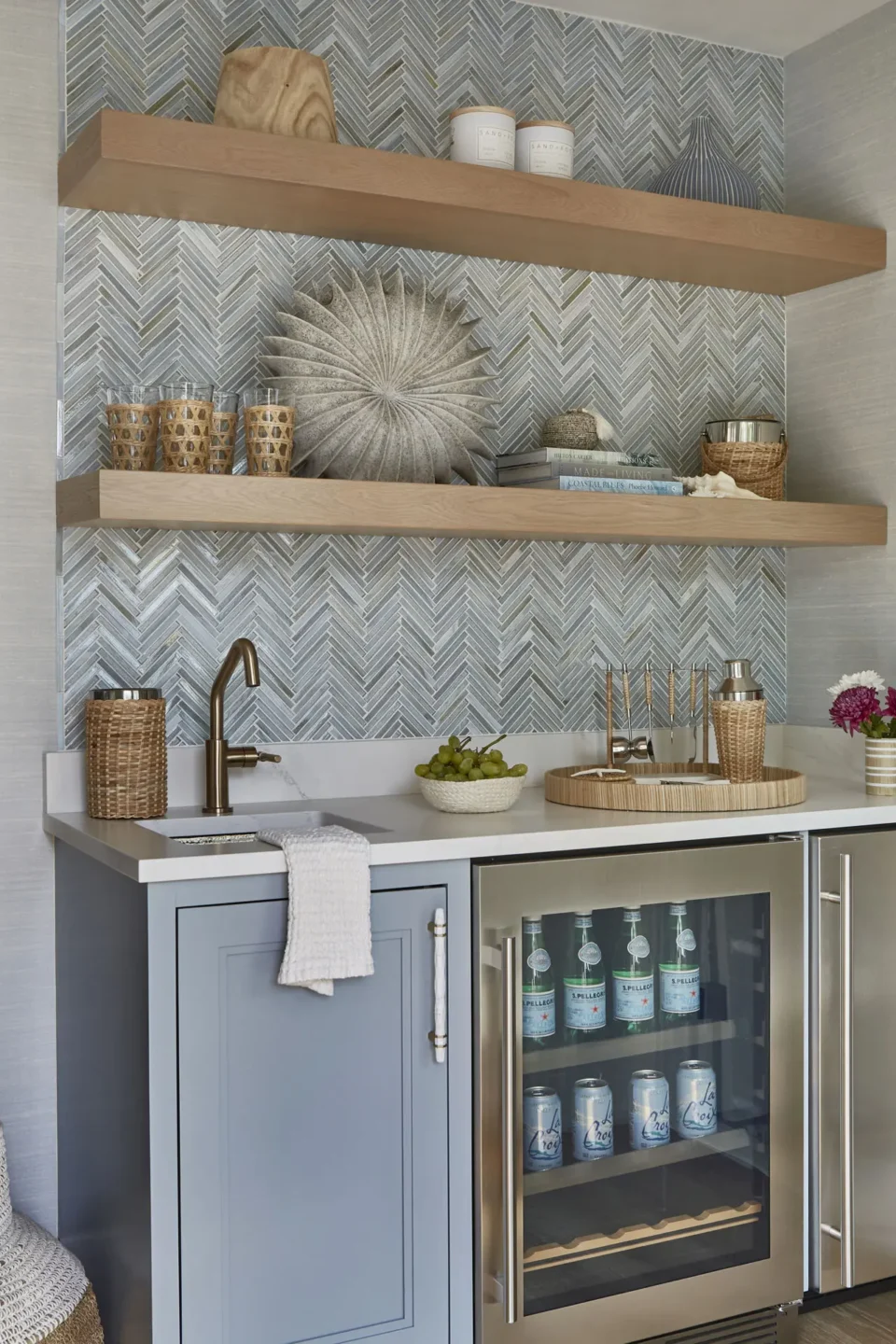 Wet Bar With Wine Fridge In Mudroom