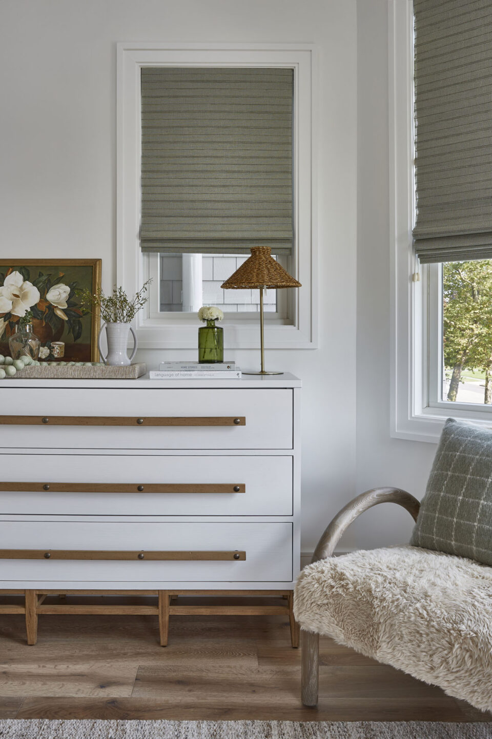 White Dresser Bedroom Design Dark Window Treatments