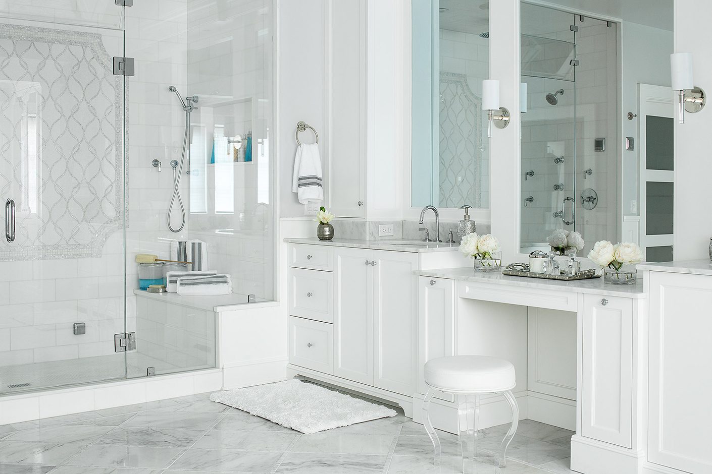 White Primary Bathroom Design Short Hills Nj